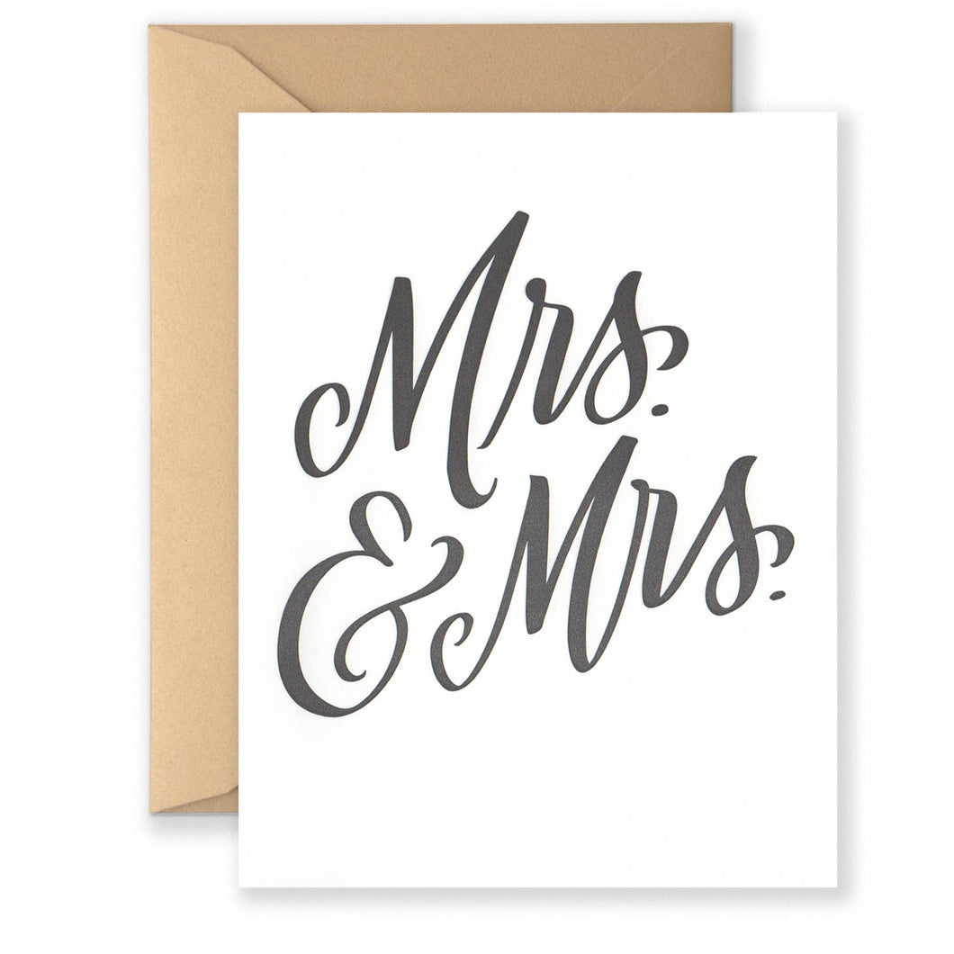 Mrs. & Mrs. Letterpress Greeting Card Wedding