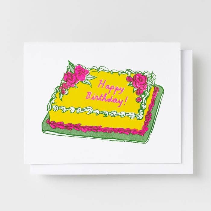 Happy Birthday Cake Risograph Card