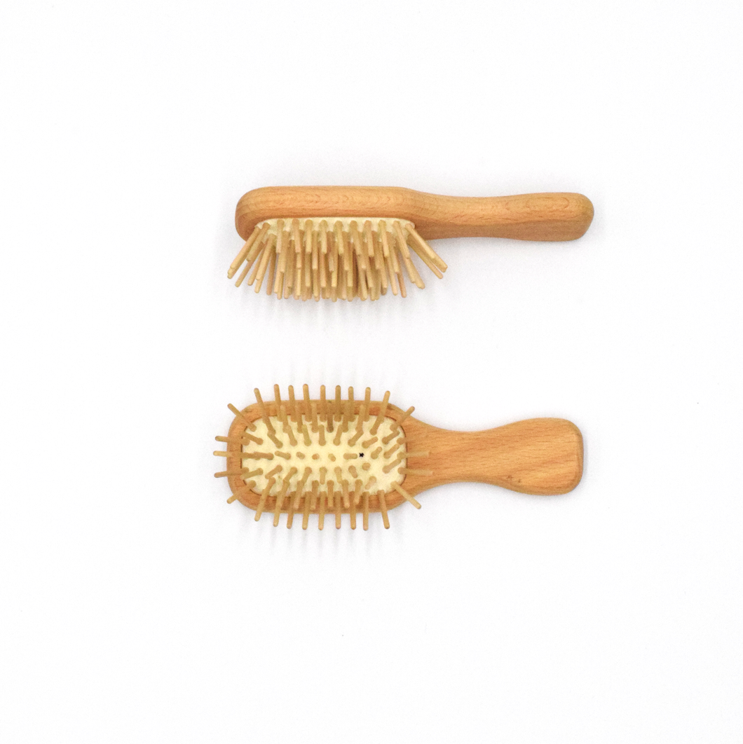 Travel Hair Brush Wood Pins