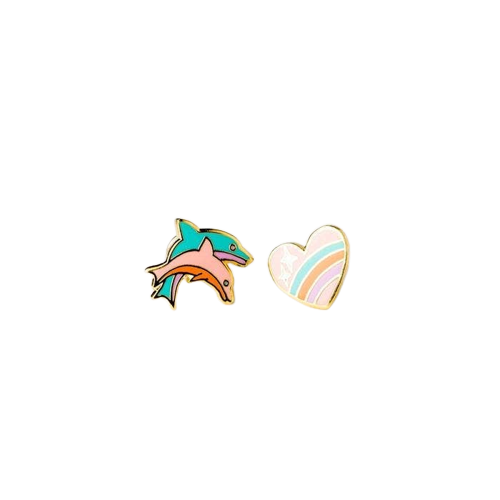 Heart And Dolphin Earrings