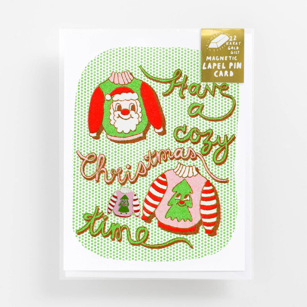 Have A Cozy Xmas Time Lapel Pin Card