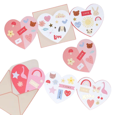 Heart Concertina Valentine Cards & Stickers