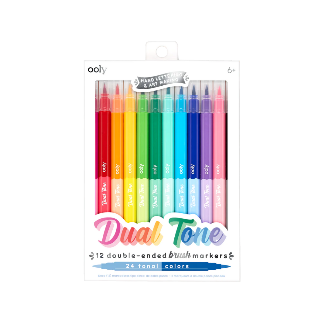 Dual Tone Double Ended Brush Marker - set of 12/24 colors