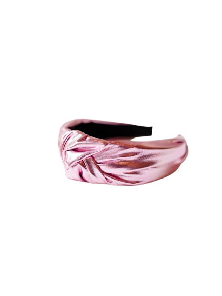 Pink Lamé Knot Headband