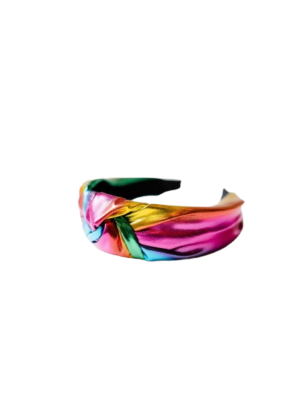 Rainbow Lamé Knot Headband