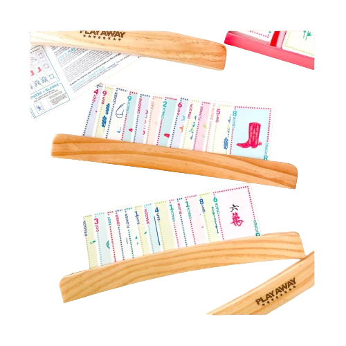 Wooden Card Rack with Canvas Bag - Set of 4