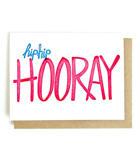 Hip Hip Hooray Single Letterpress Card
