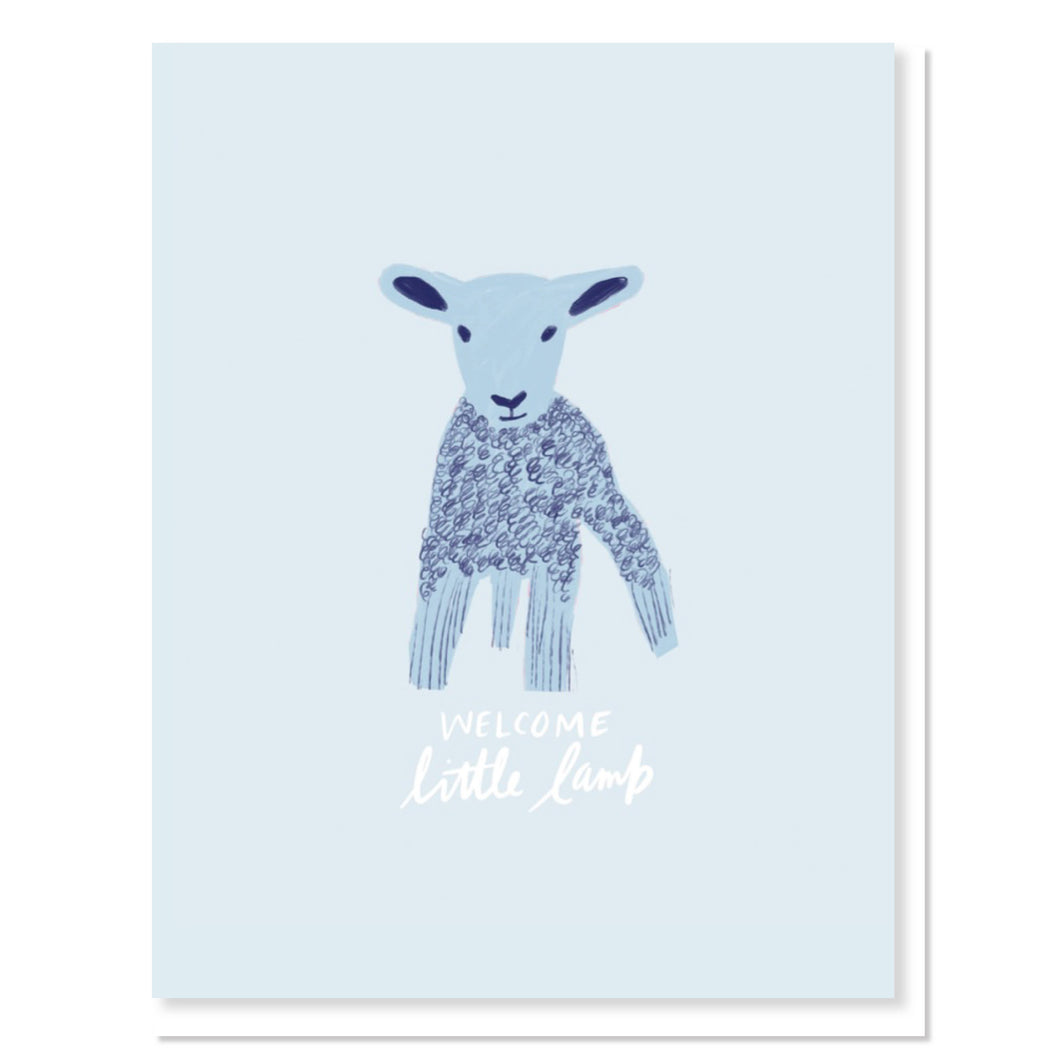 Welcome Little Lamb Blue A2 Card