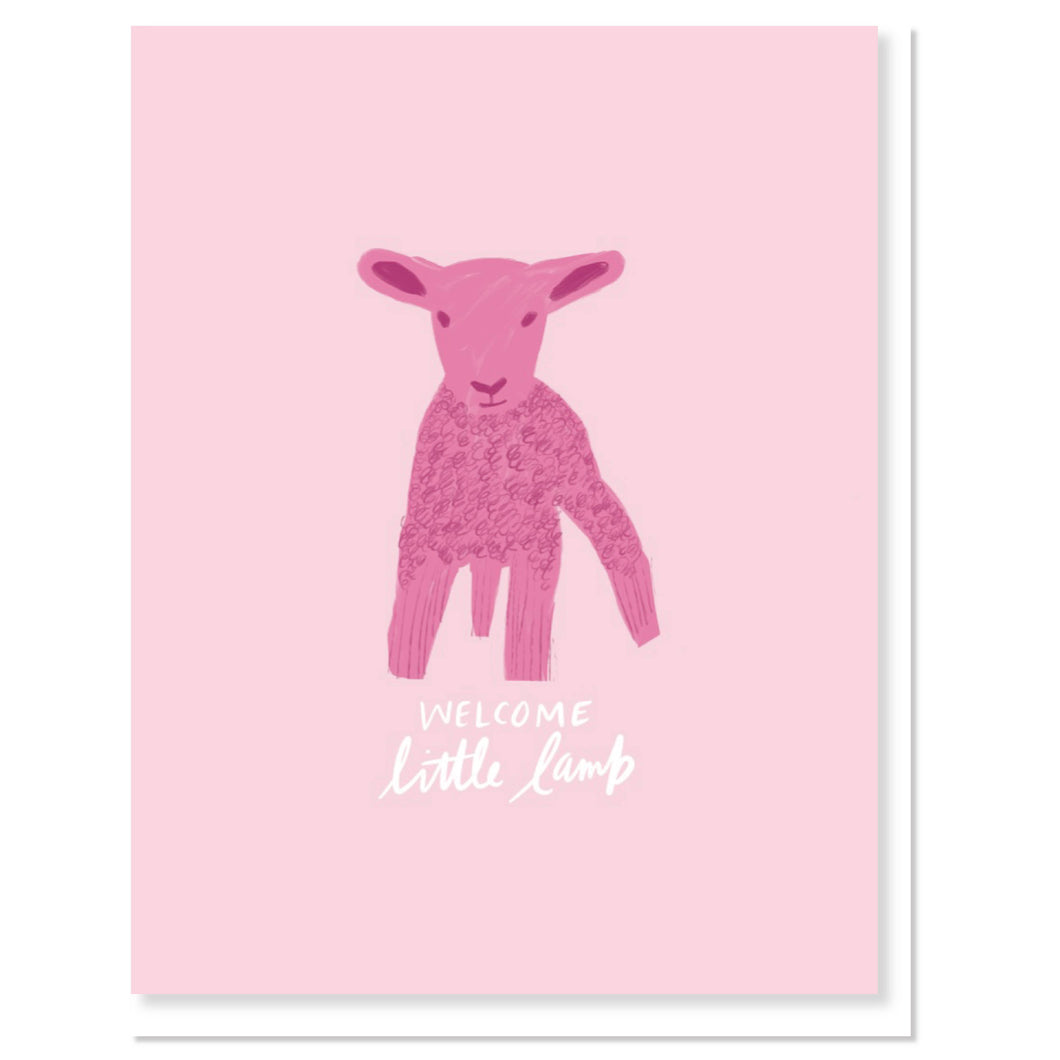 Welcome Little Lamb Pink A2 Card