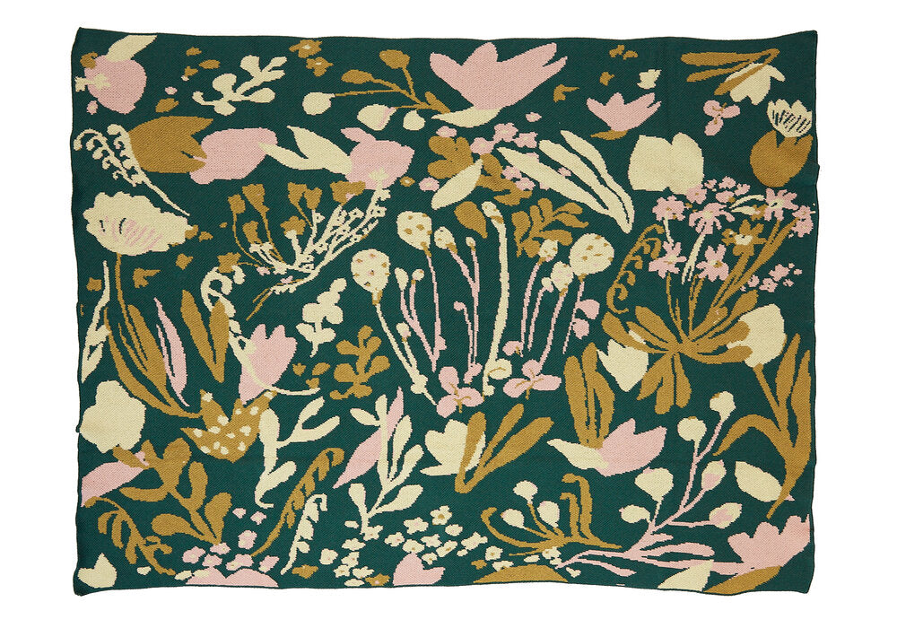Poppies & Lotus Forest Green
