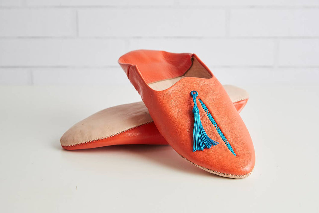 Orange Moroccan Leather Slippers